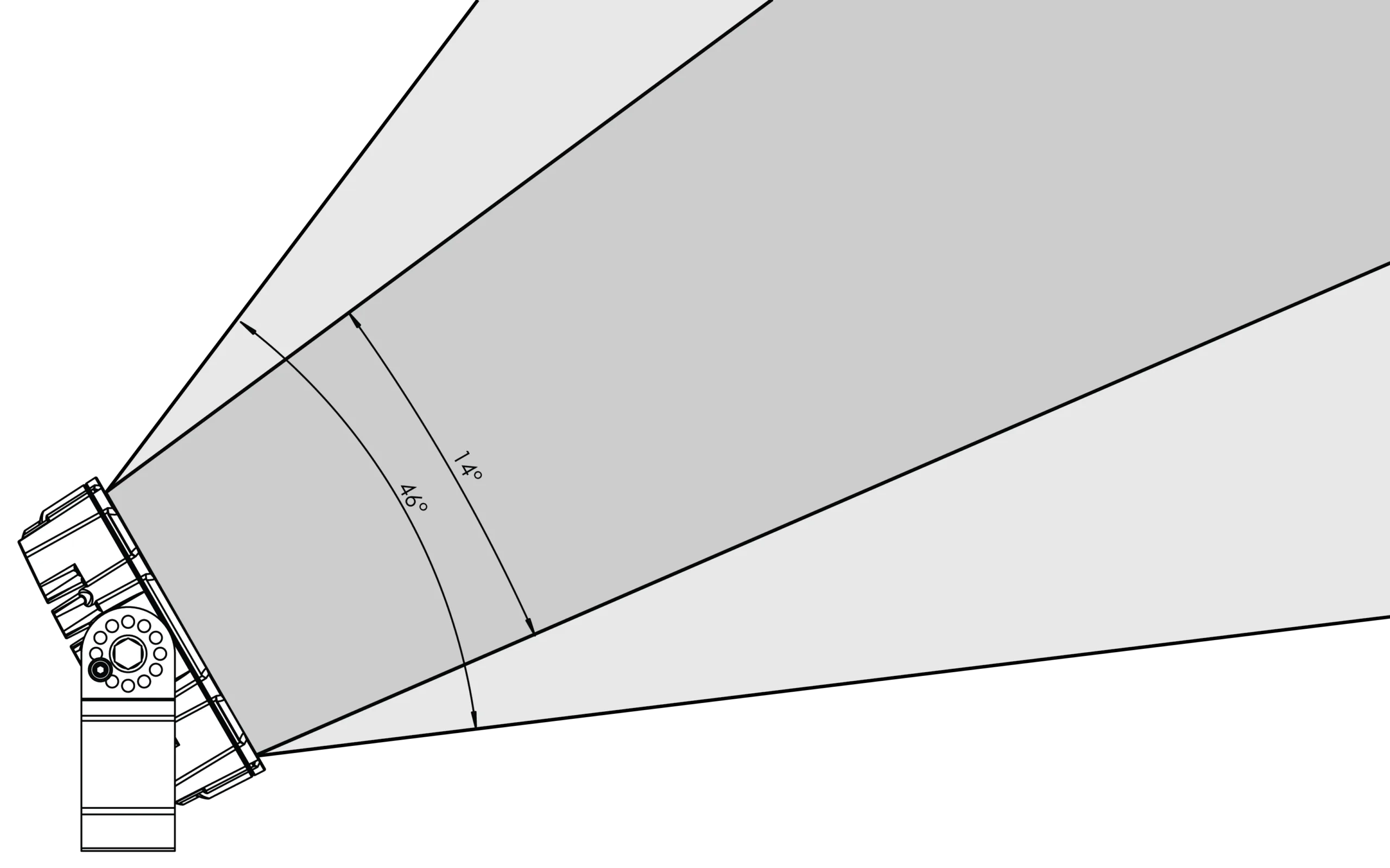 optique 14° x 46° distribution lumineuse asymétrique