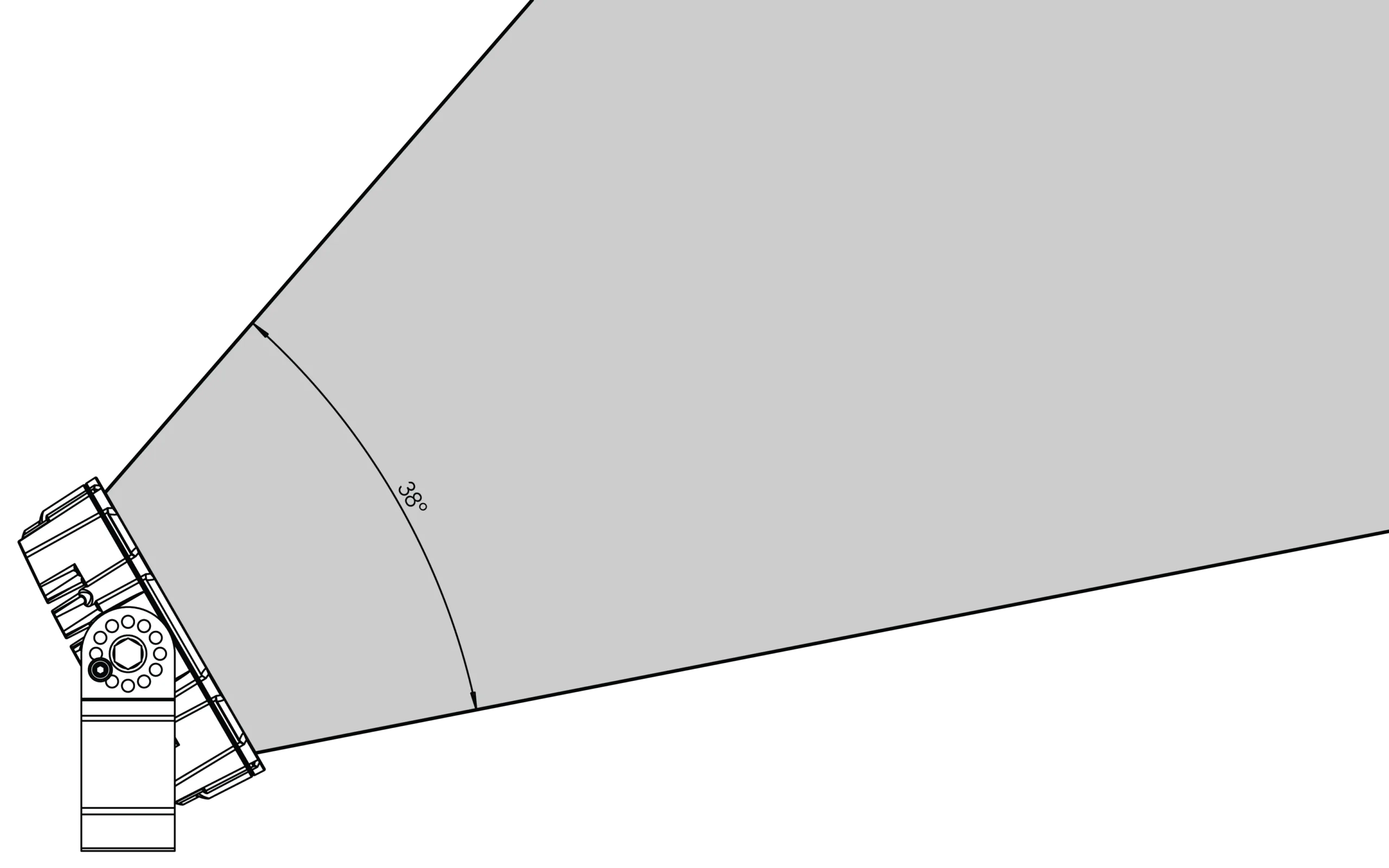 optique 38° large distribution lumineuse